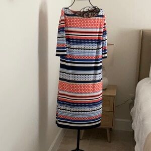 Eliza J Pink and Blue Sheath Dress with 3/4 Sleeves